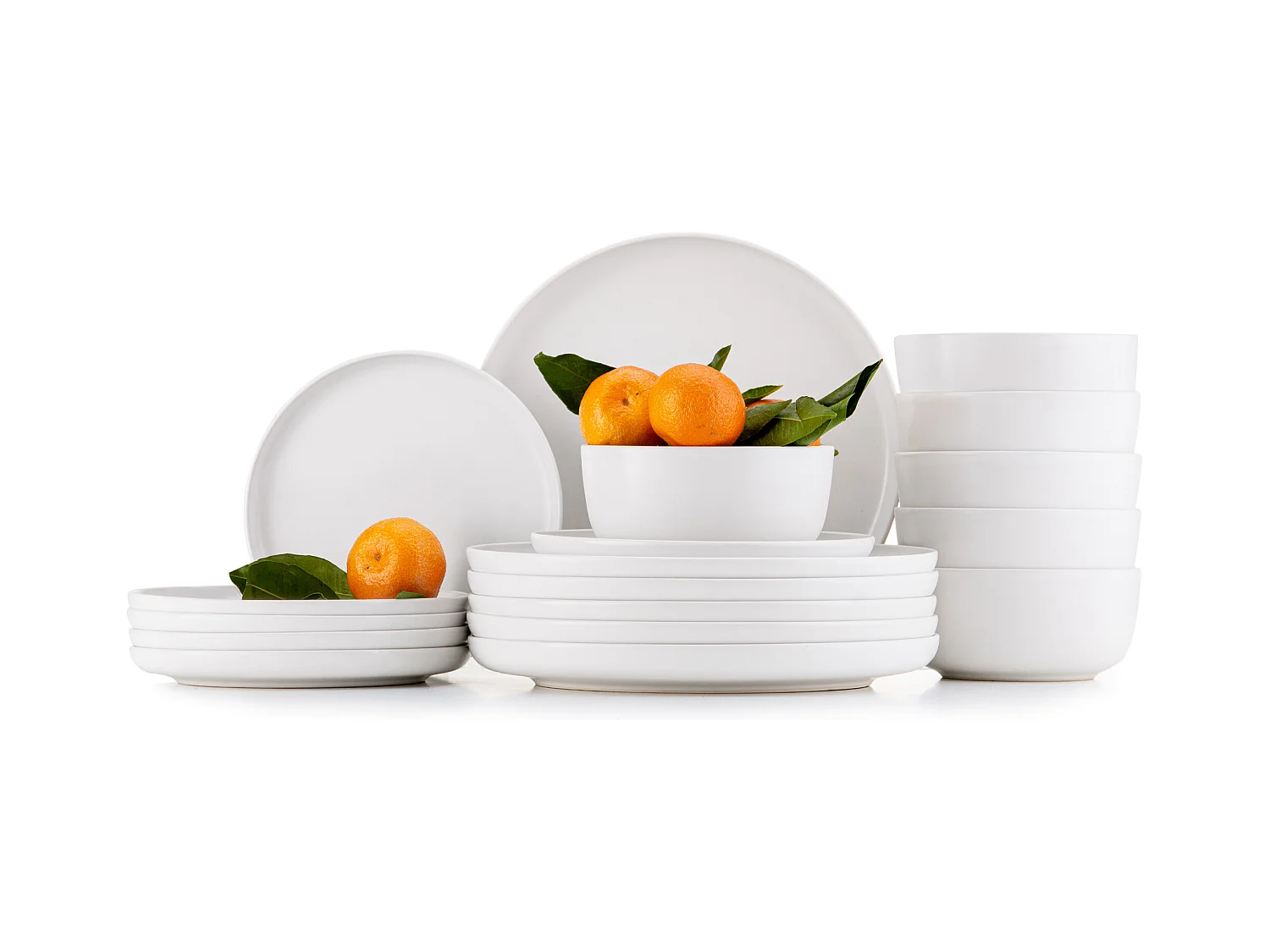 Service de table - Service vaisselle - avec Bol 18 pièces - Blanc - VICTO