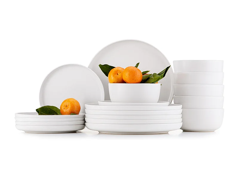 Service de table - Service vaisselle - avec Bol 18 pièces - Blanc - VICTO