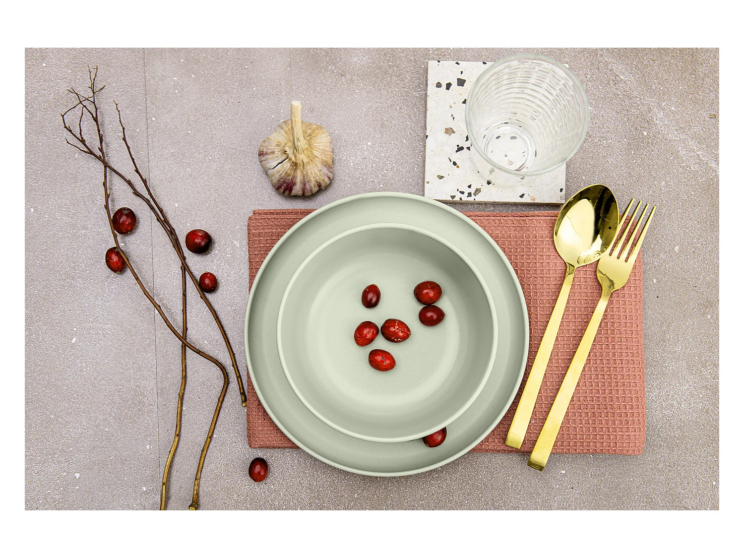 Service de table - Service vaisselle - avec Bol 18 pièces - Beige - VICTO