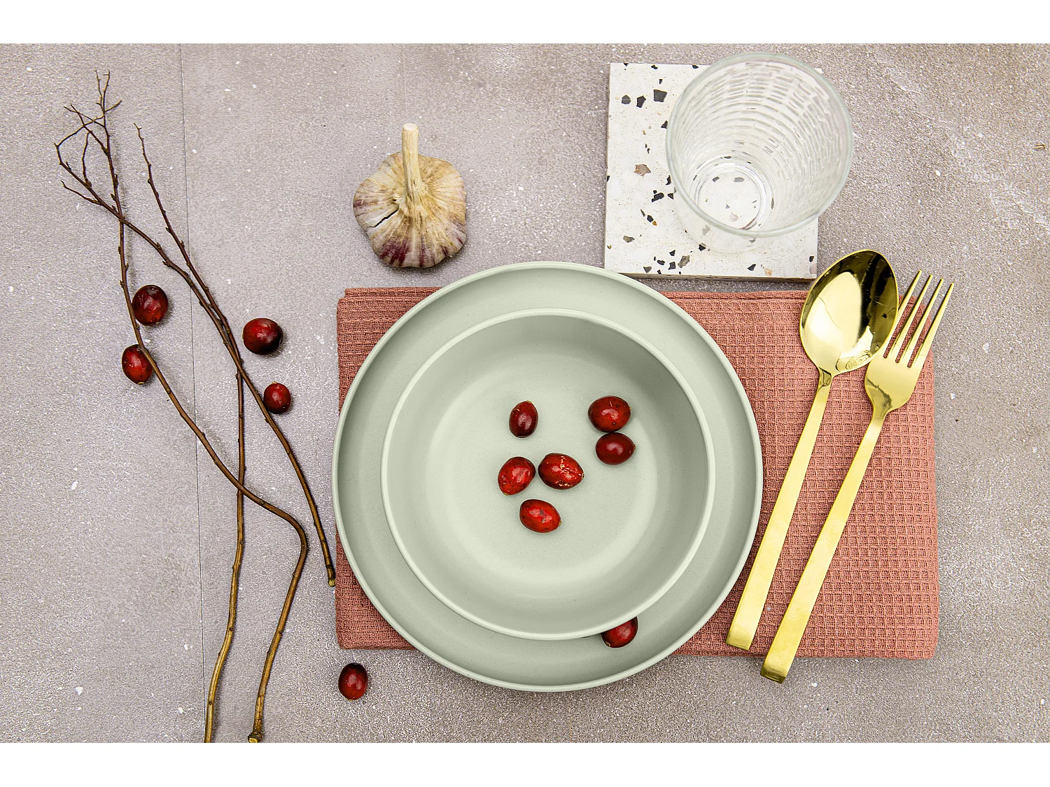 Service de table - Service vaisselle - avec Bol 18 pièces - Beige - VICTO