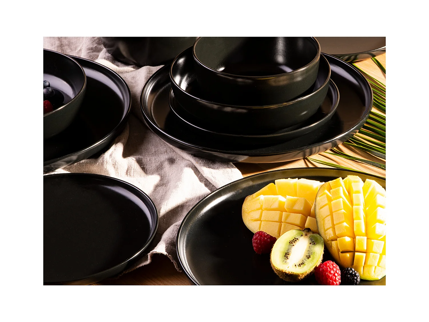 Service de table - Service vaisselle - avec Bol 18 pièce - Noir - VICTO