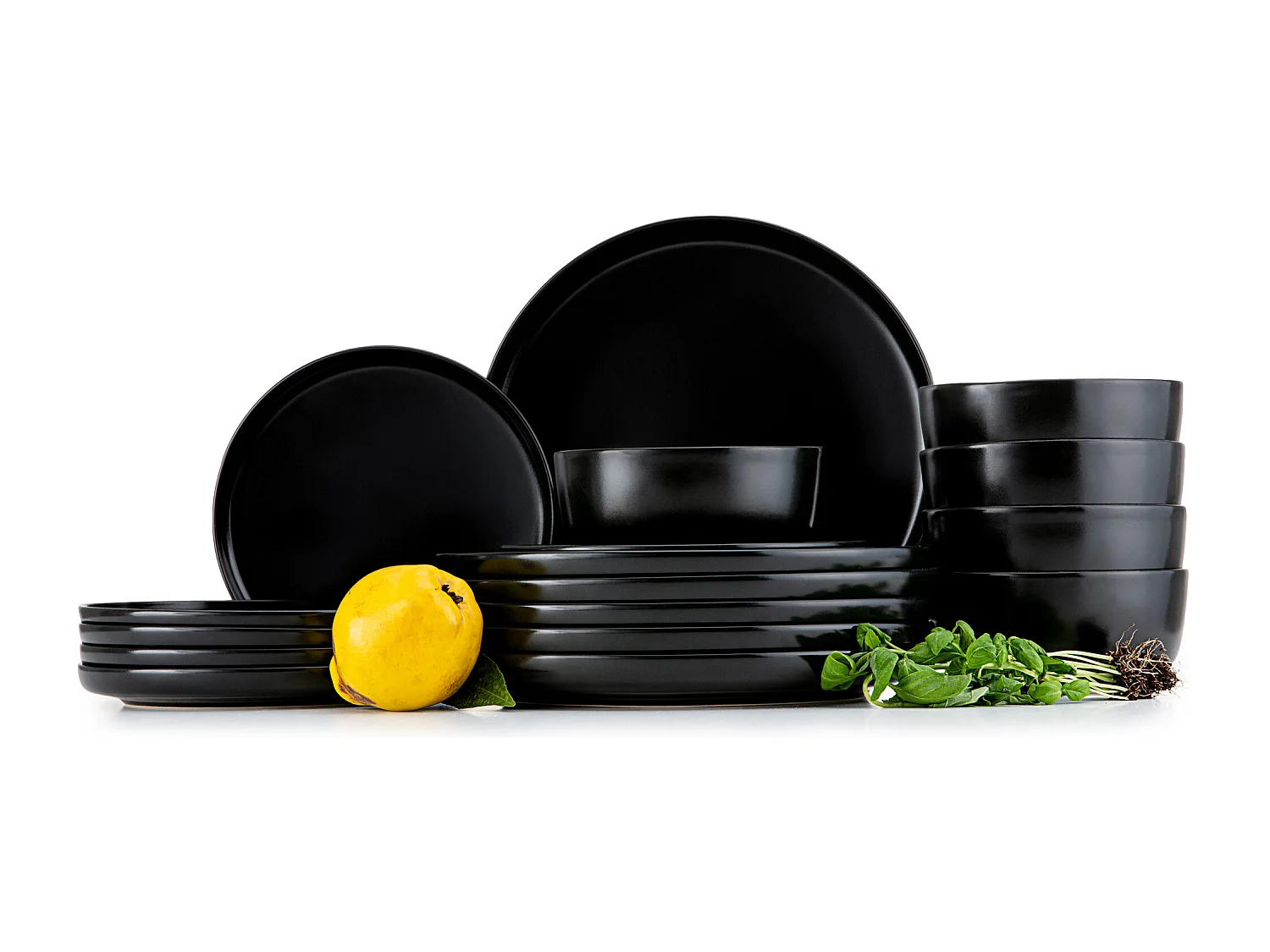 Service de table - Service vaisselle - avec Bol 18 pièce - Noir - VICTO