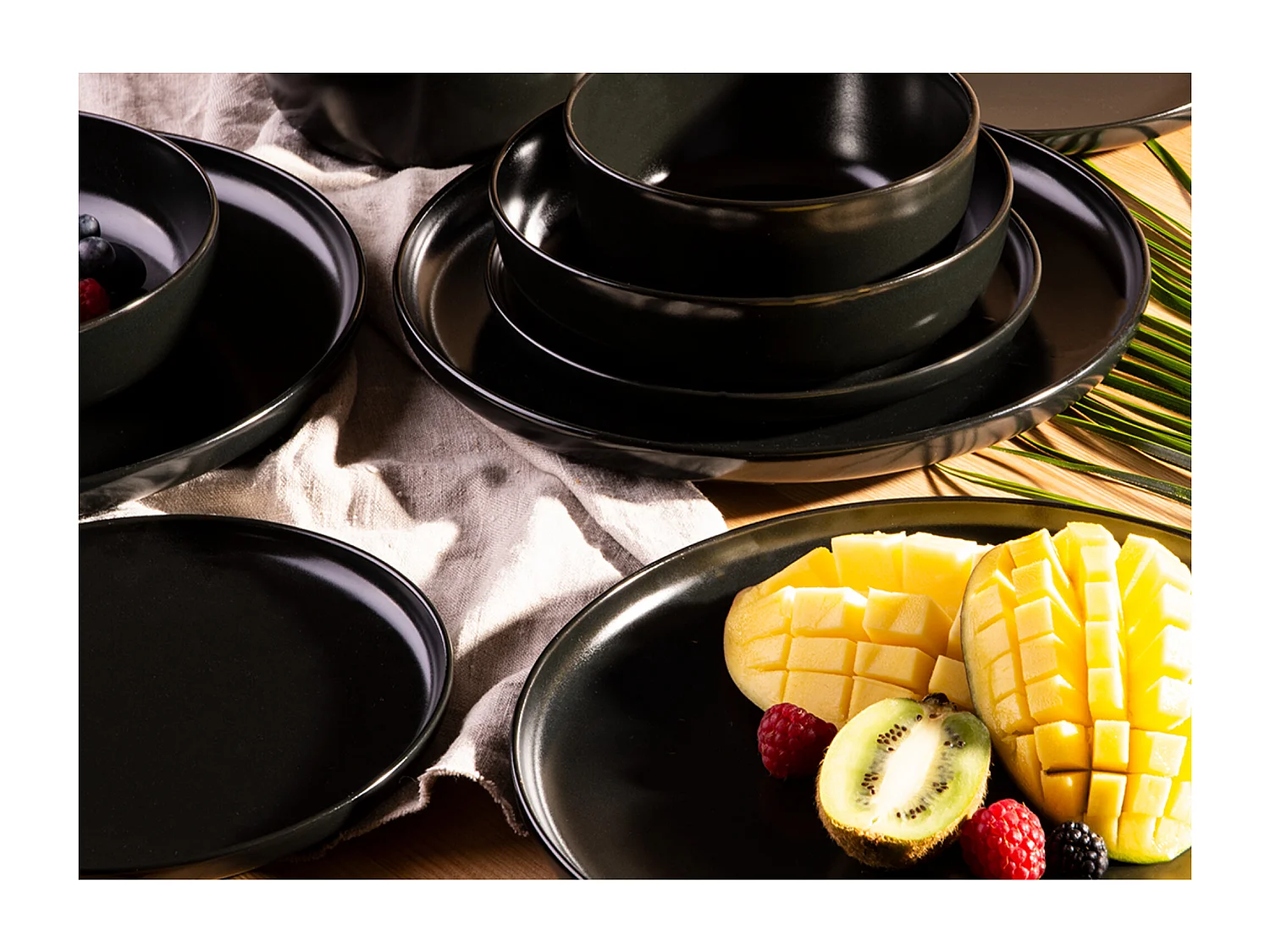 Service de table - Service vaisselle - avec Bol 18 pièce - Noir - VICTO