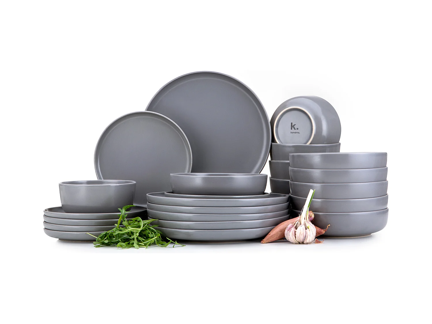 Service de table - Service vaisselle - 6 personnes 24 pièces - Gris - VICTO