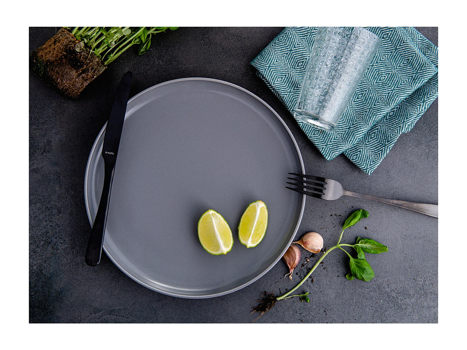 Service de table - Service vaisselle - 6 personnes 24 pièces - Gris - VICTO