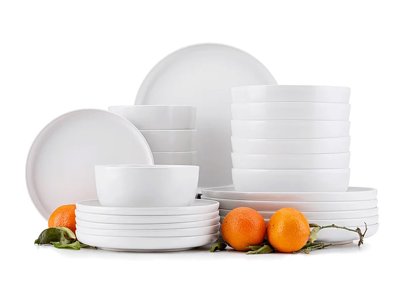 Service de table - Service vaisselle - 6 personnes 24 pièces - Blanc - VICTO