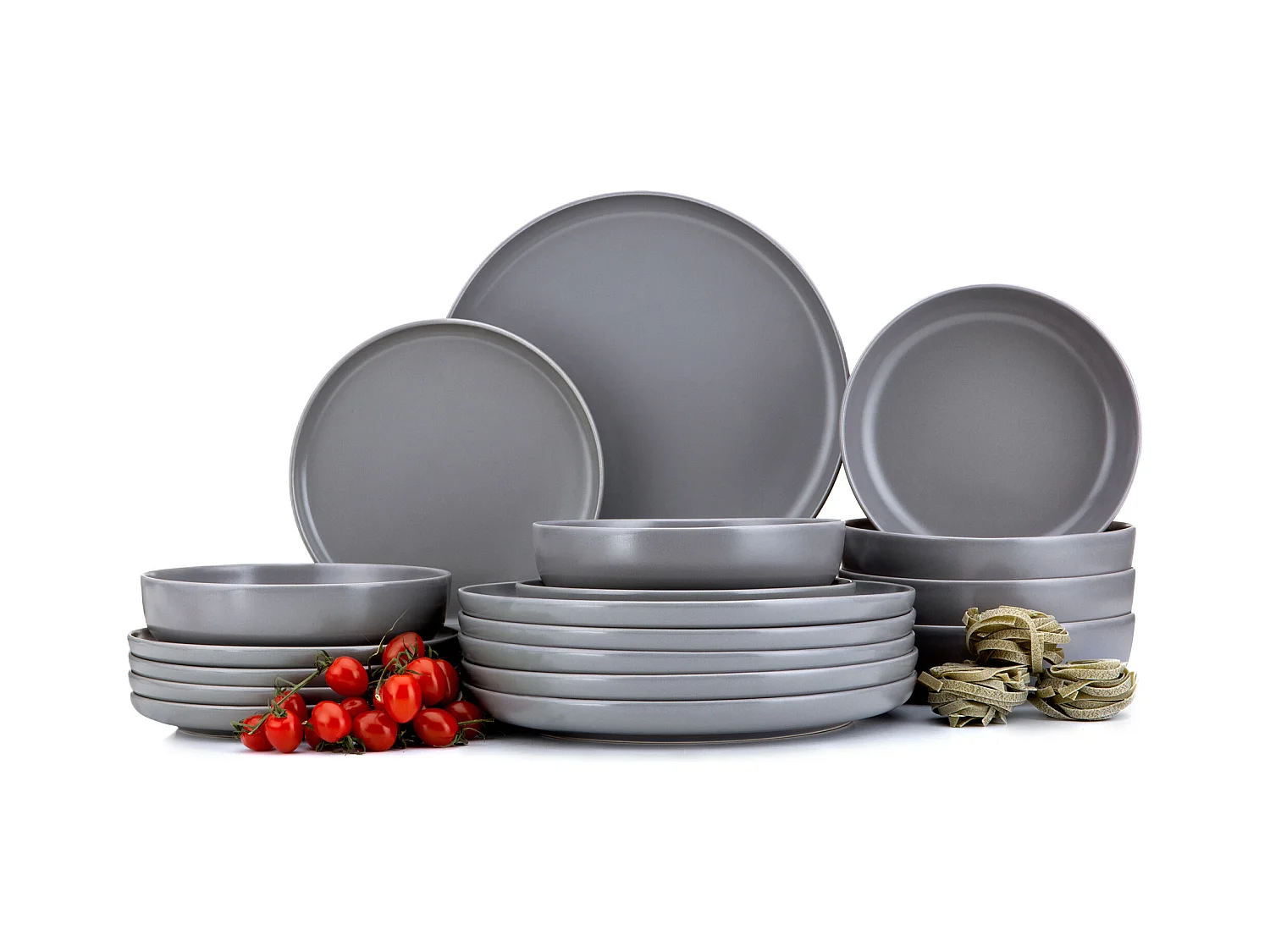 Service de table - Service vaisselle - 6 personnes 18 pièces - Gris - VICTO