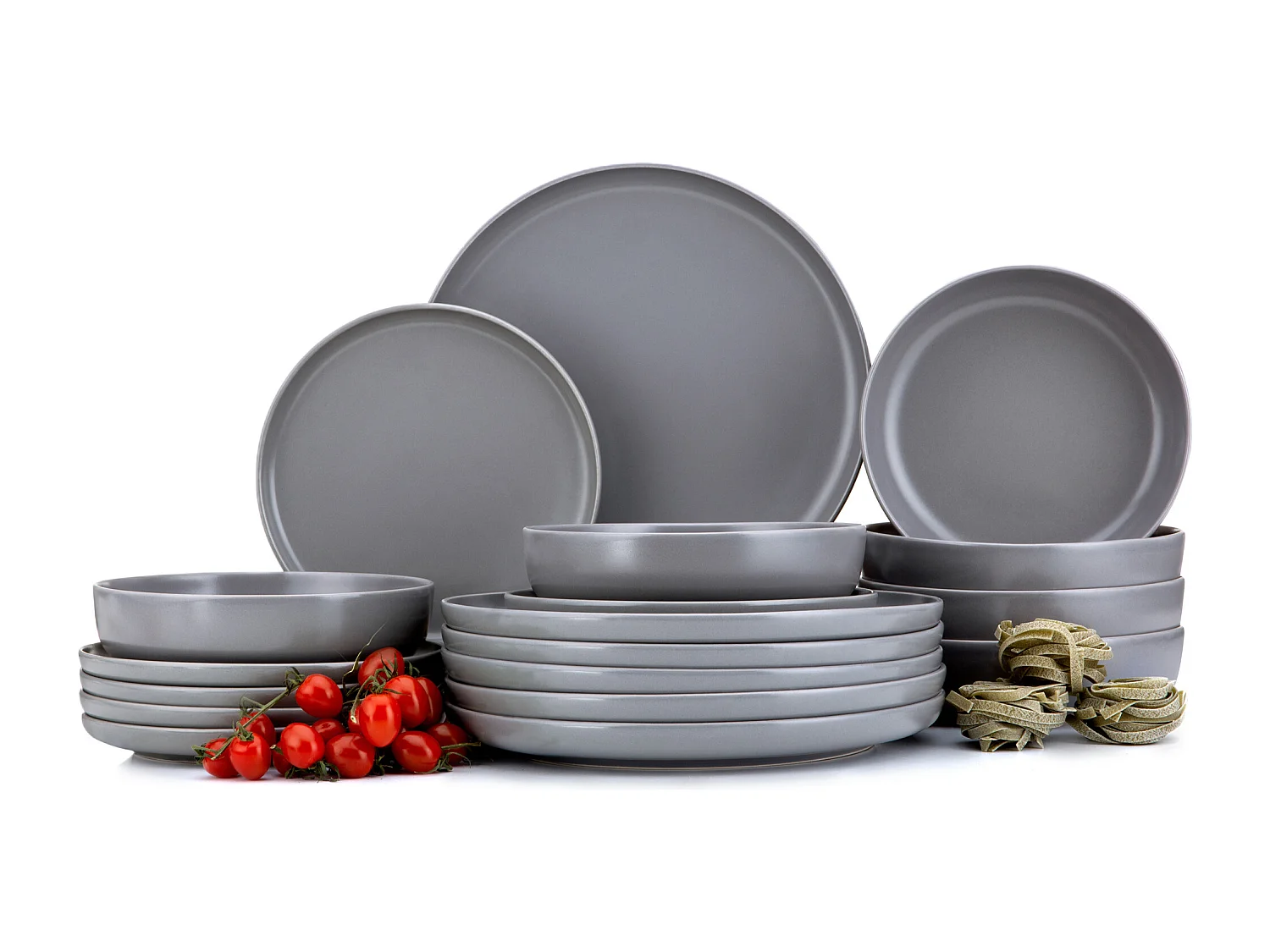 Service de table - Service vaisselle - 6 personnes 18 pièces - Gris - VICTO