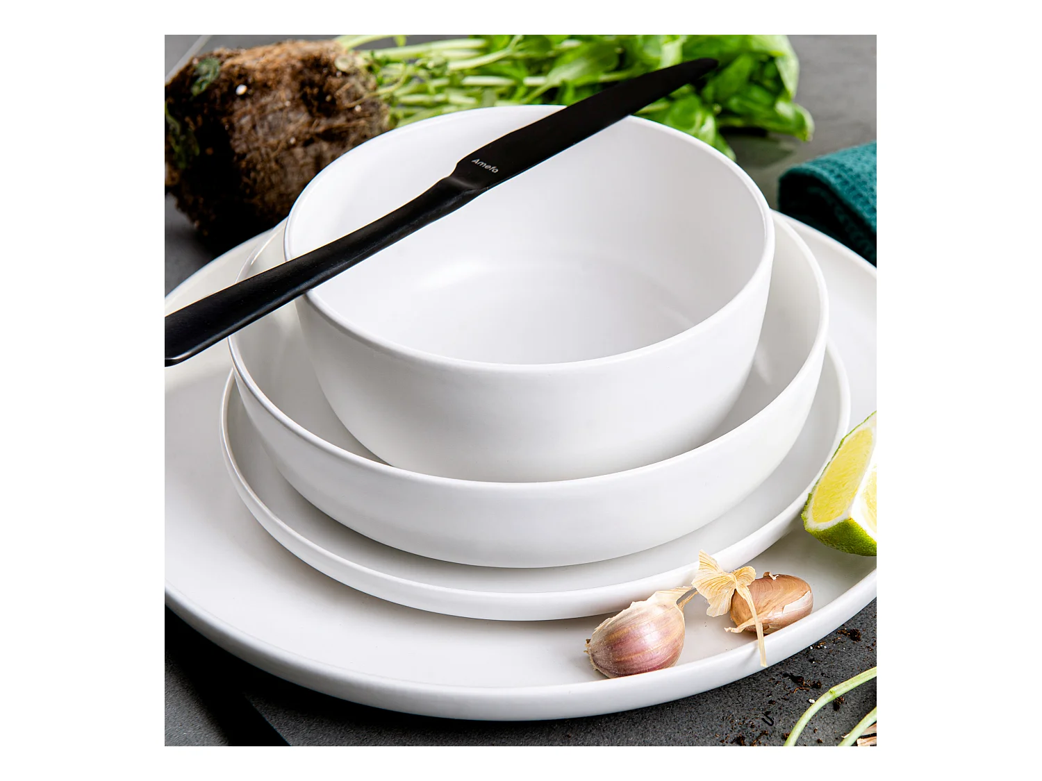 Service de table - Service vaisselle - 6 personnes 18 pièces - Blanc - VICTO