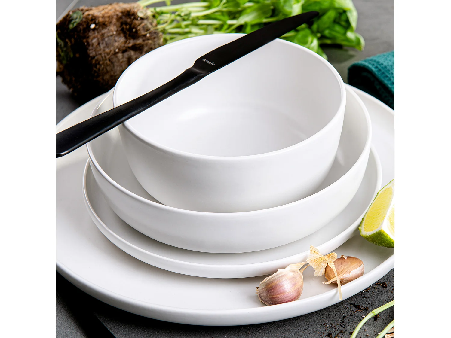 Service de table - Service vaisselle - 6 personnes 18 pièces - Blanc - VICTO