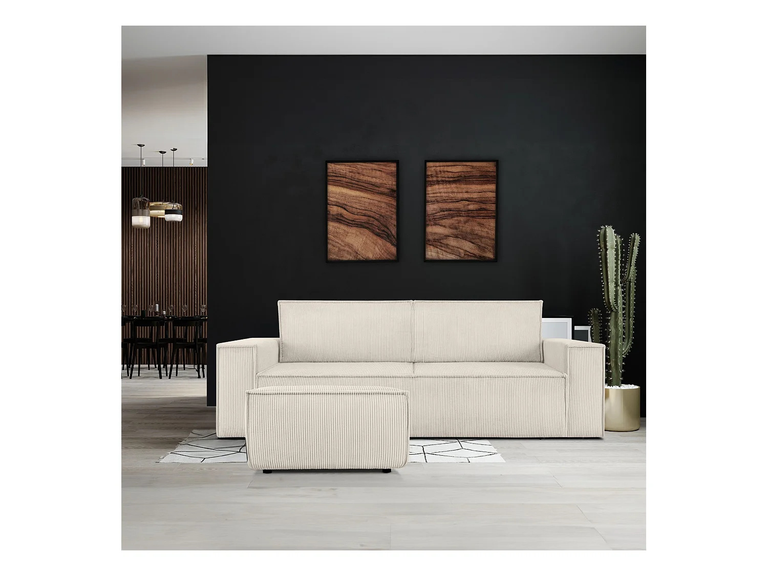 Pouf confortable pour le salon - creme - NAPI