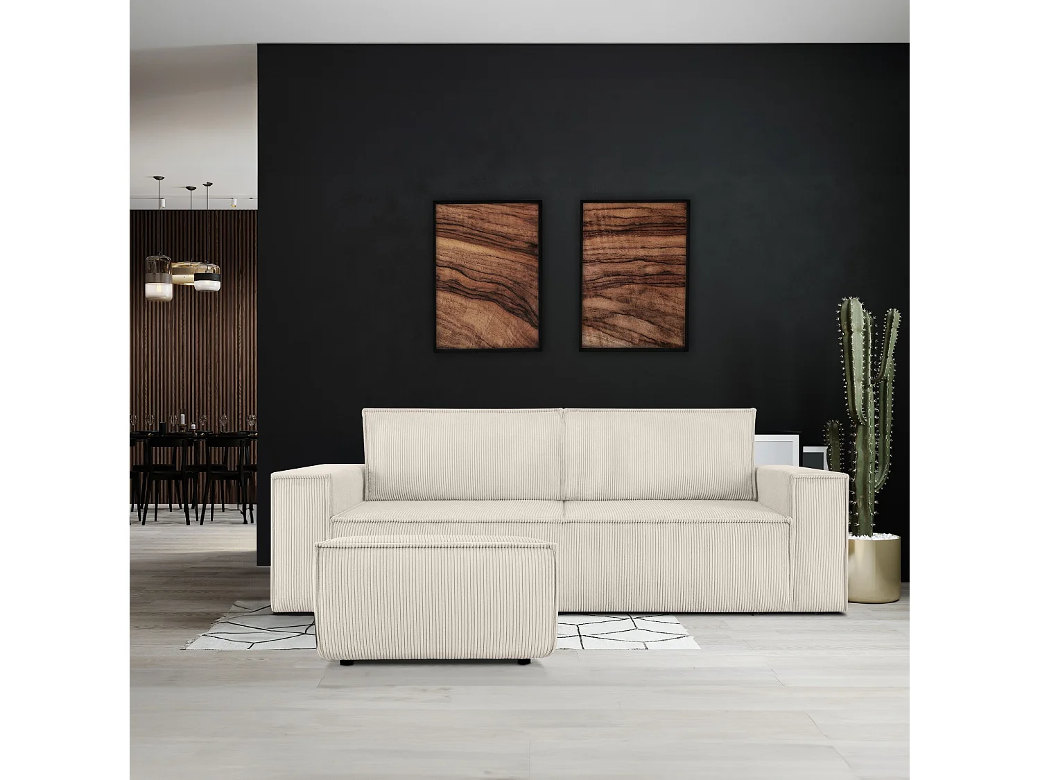 Pouf confortable pour le salon - creme - NAPI