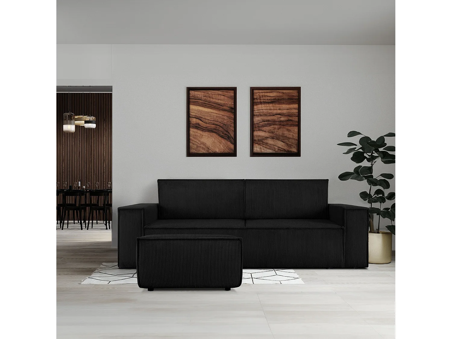 Pouf confortable pour le salon - Noir - NAPI