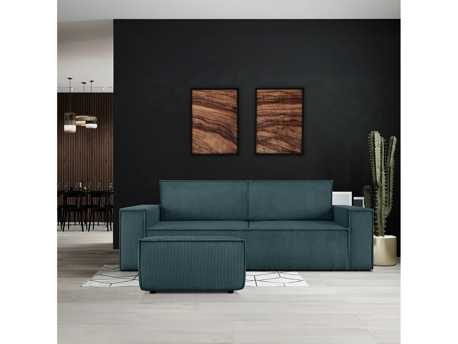 Pouf confortable pour le salon - Bleu - NAPI