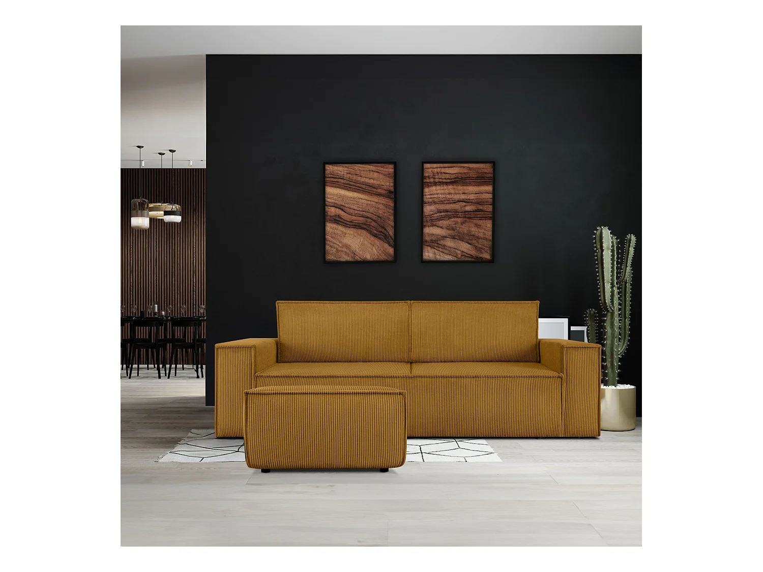 Pouf confortable pour le salon - Jaune - NAPI