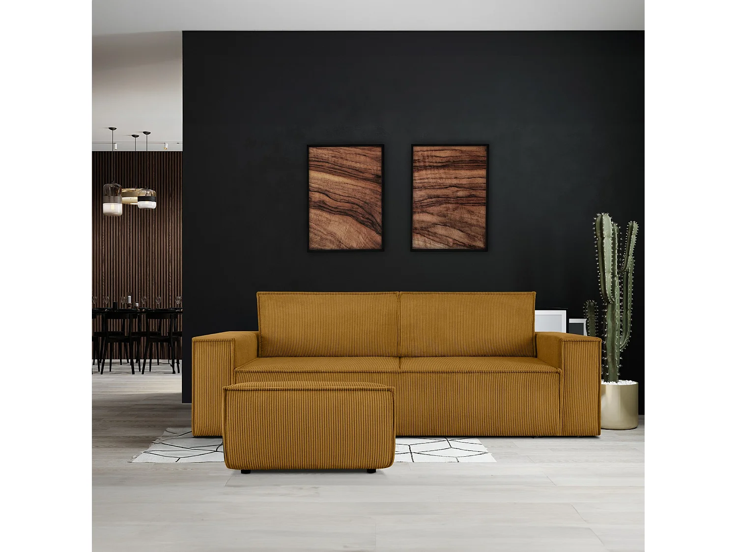 Pouf confortable pour le salon - Jaune - NAPI