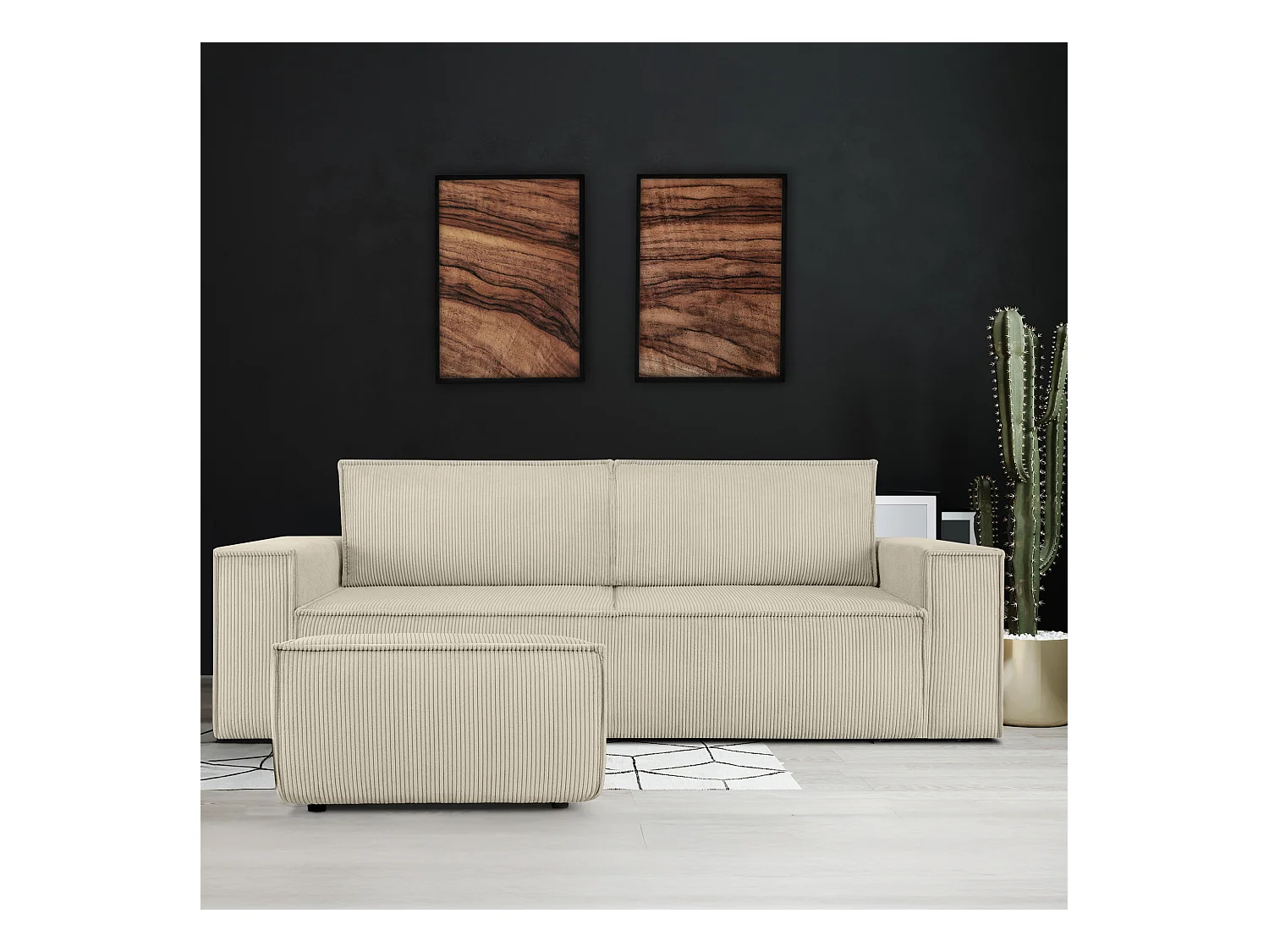 Pouf confortable pour le salon - creme - NAPI