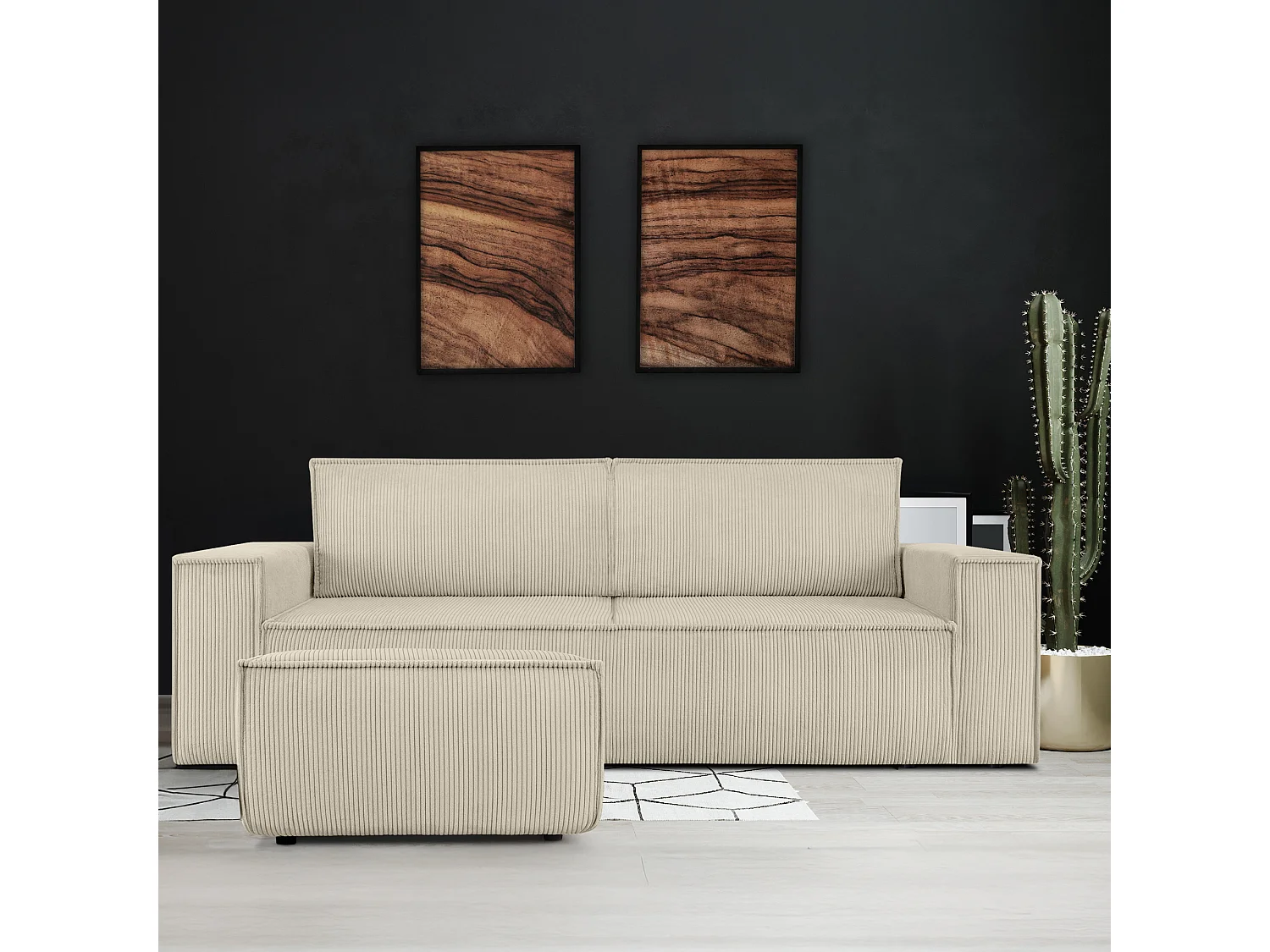 Pouf confortable pour le salon - creme - NAPI