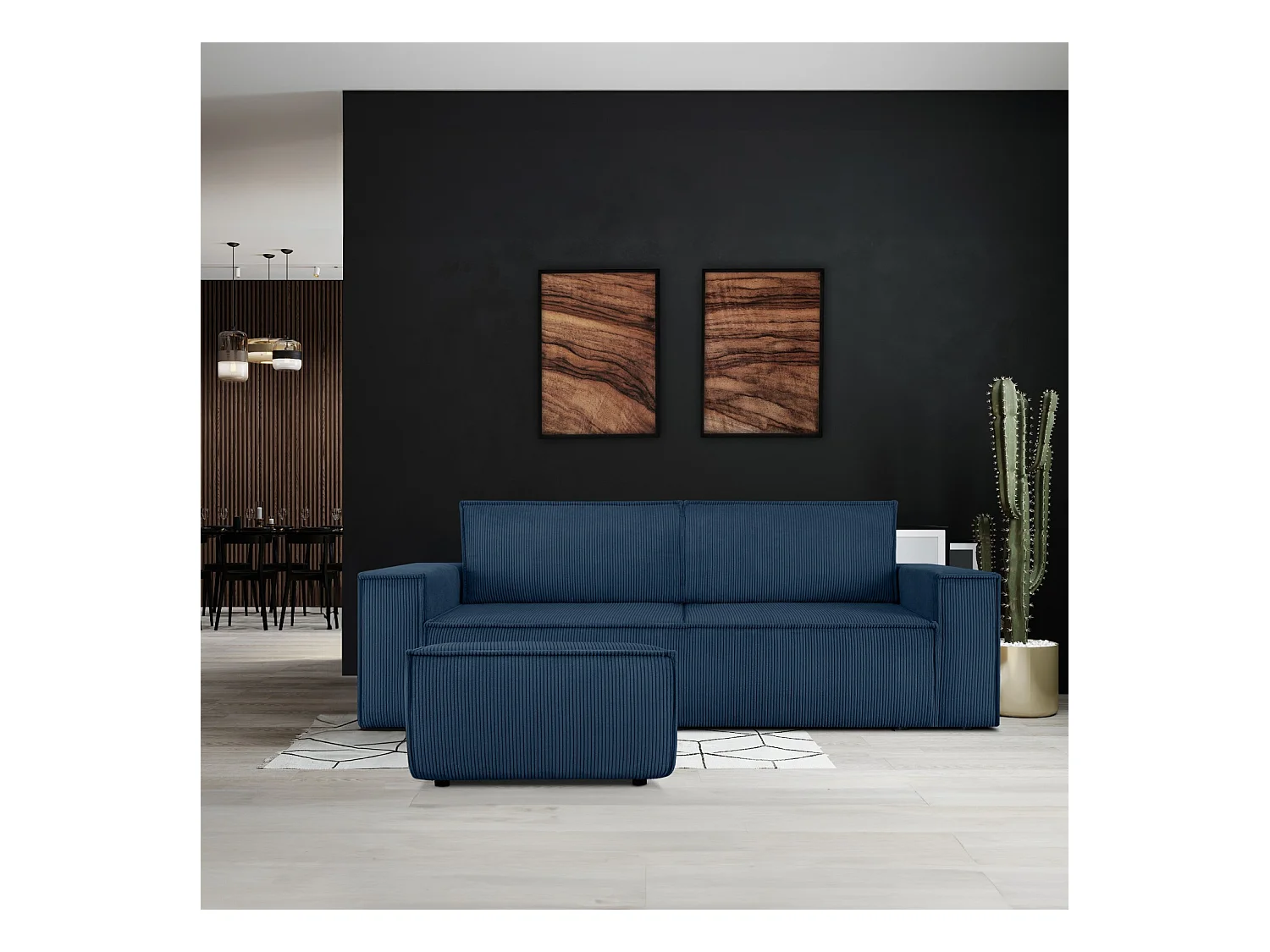 Pouf confortable pour le salon - Bleu - NAPI