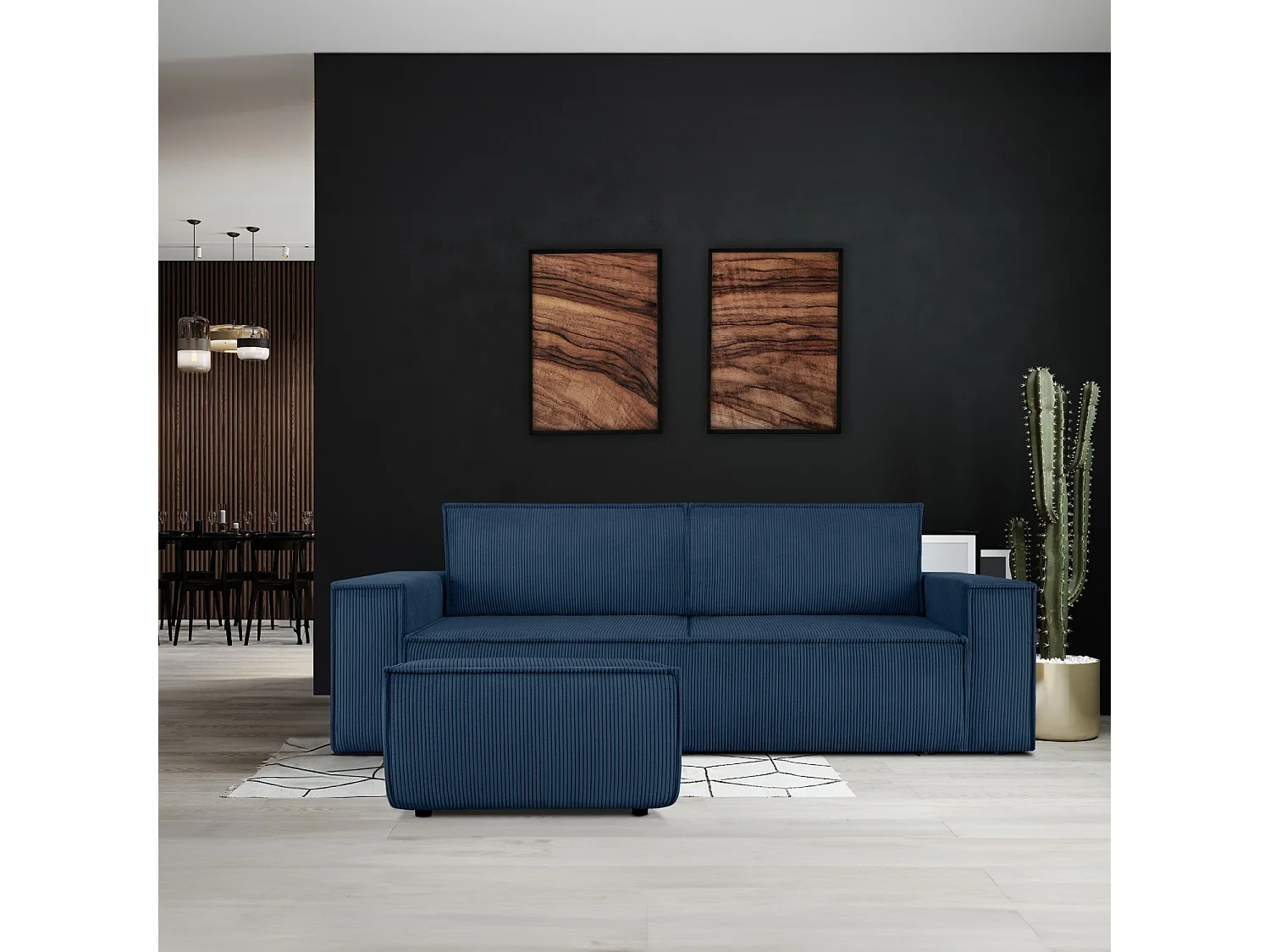 Pouf confortable pour le salon - Bleu - NAPI