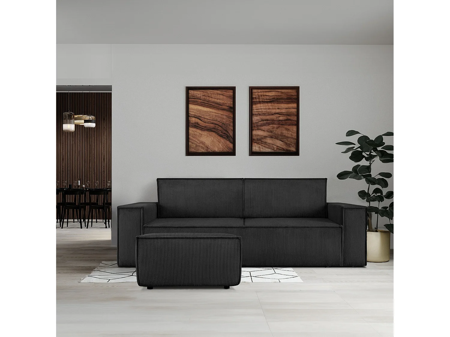 Pouf confortable pour le salon - Gris - NAPI