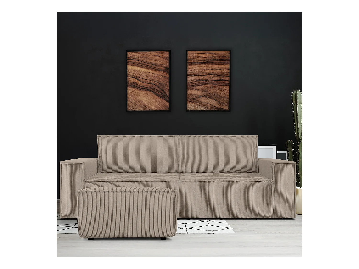 Pouf confortable pour le salon - beige - NAPI