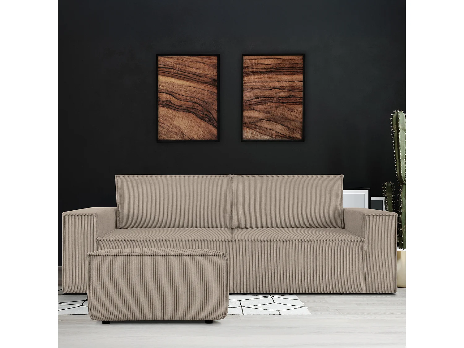 Pouf confortable pour le salon - beige - NAPI