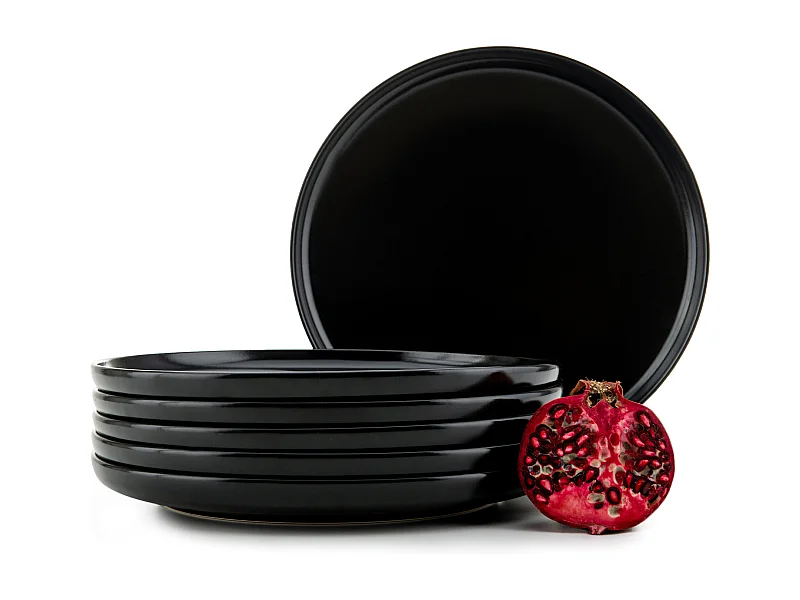 Set de assiete plates 6 personnes 6 pièces - Noir - VICTO