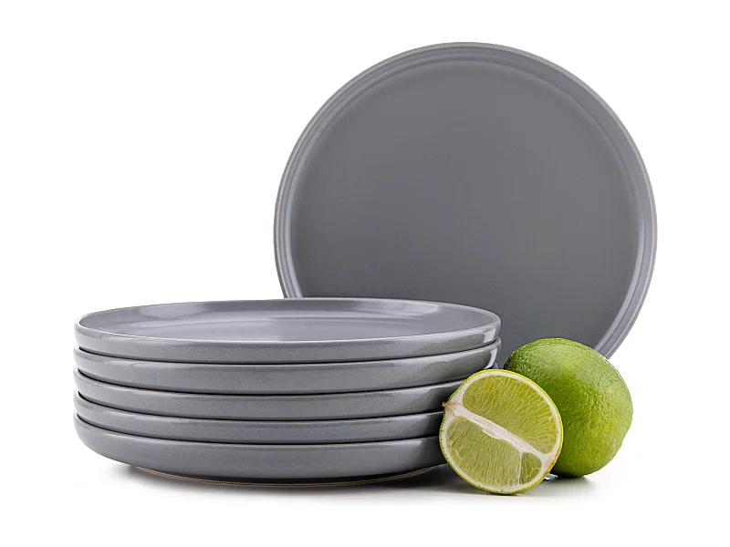 Set de assiettes à dessert 6 personnes 6 pièces - Gris mat - VICTO
