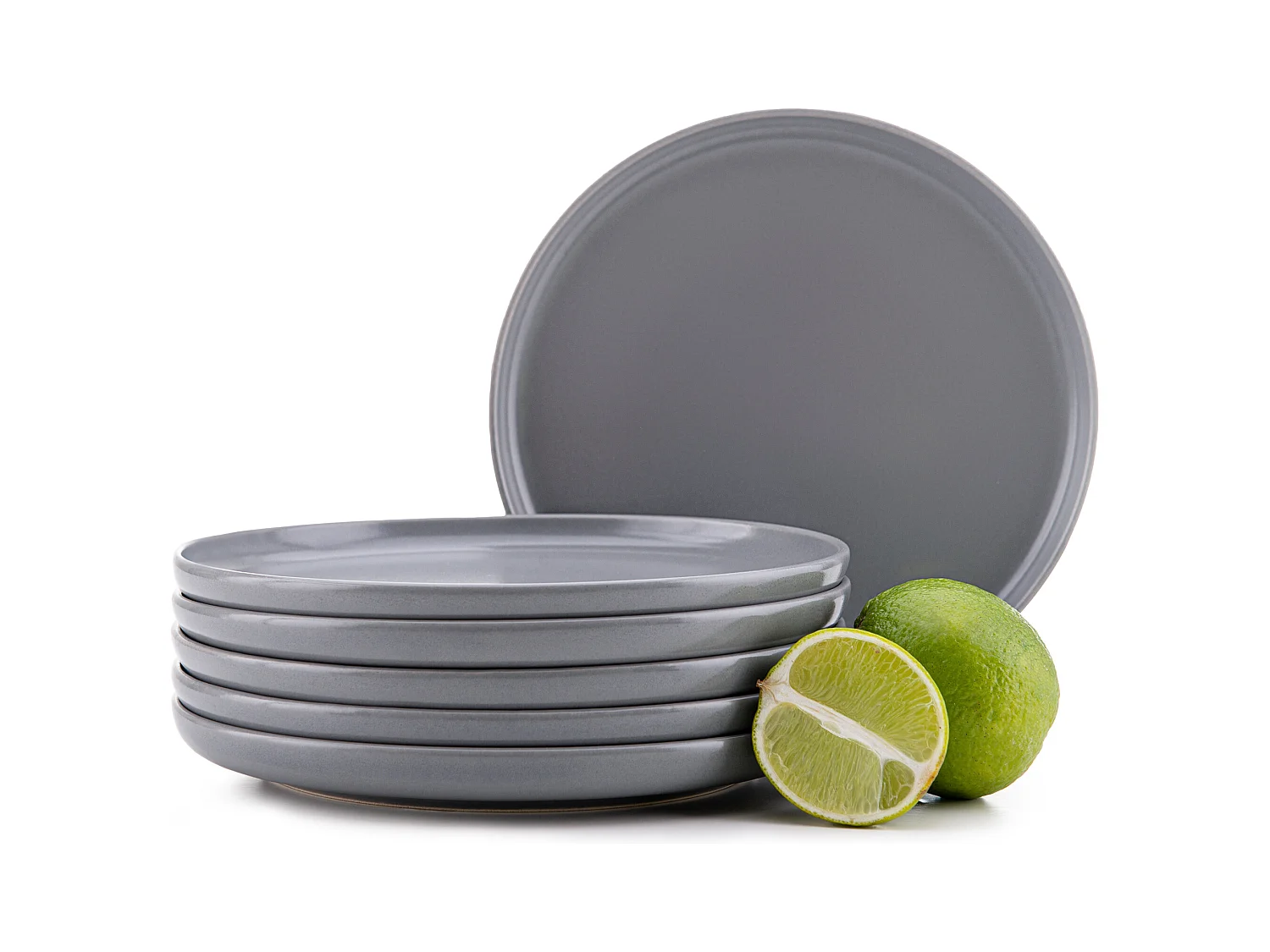 Set de assiettes à dessert 6 personnes 6 pièces - Gris mat - VICTO