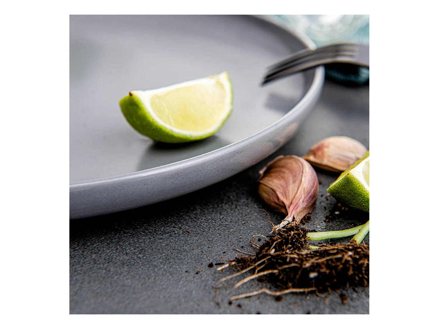 Set de assiettes à dessert 6 personnes 6 pièces - Gris mat - VICTO