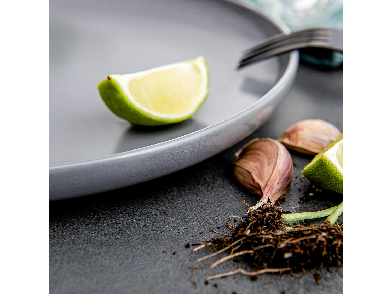 Set de assiettes à dessert 6 personnes 6 pièces - Gris mat - VICTO