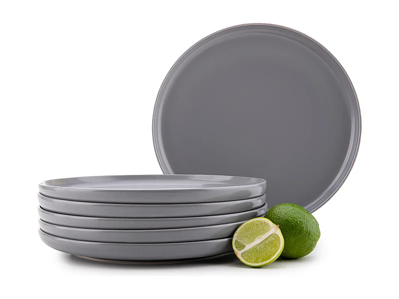 Set de assiete plates 6 personnes 6 pièces - Gris - VICTO