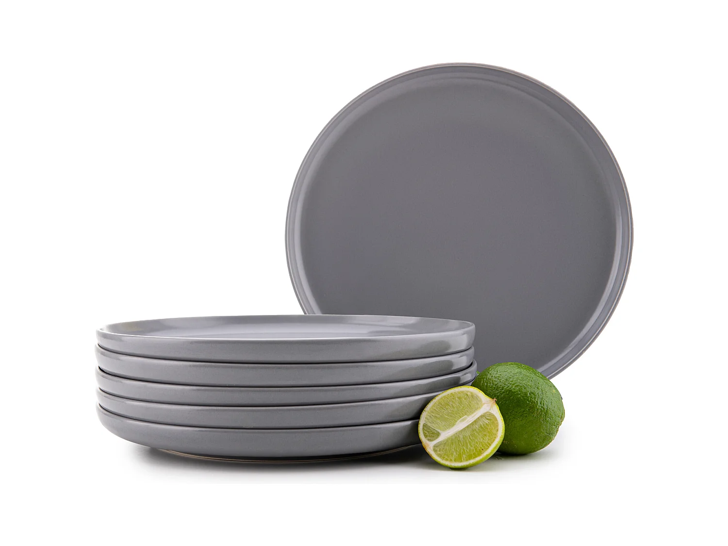 Set de assiete plates 6 personnes 6 pièces - Gris - VICTO