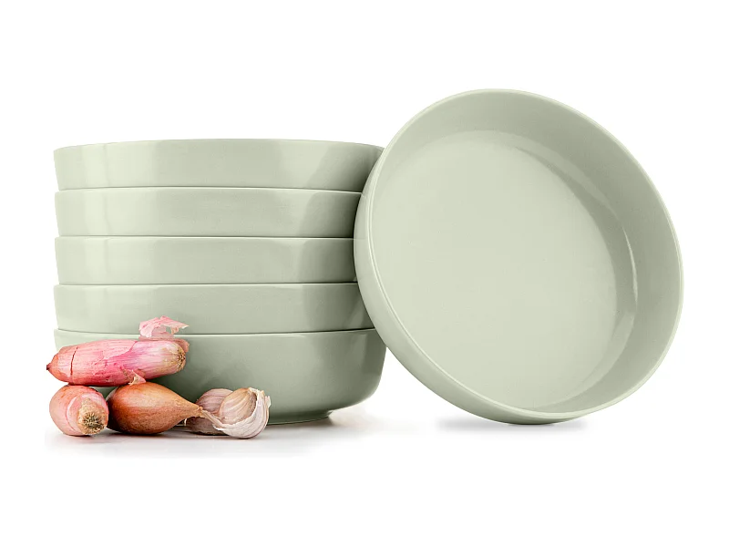 Set de assiettes creuses - 6 personnes 6 pièces - Beige - VICTO