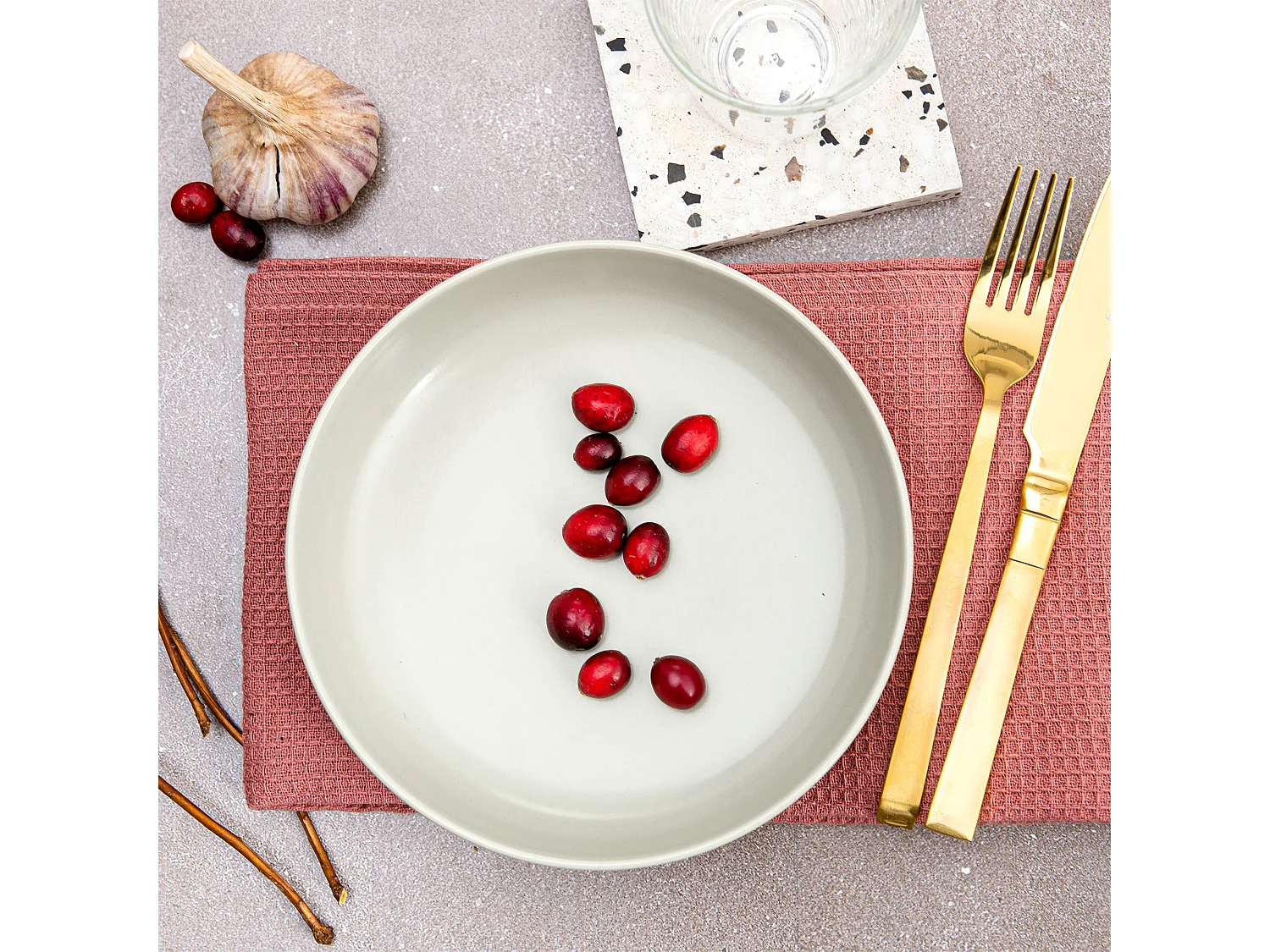 Set de assiettes creuses - 6 personnes 6 pièces - Beige - VICTO