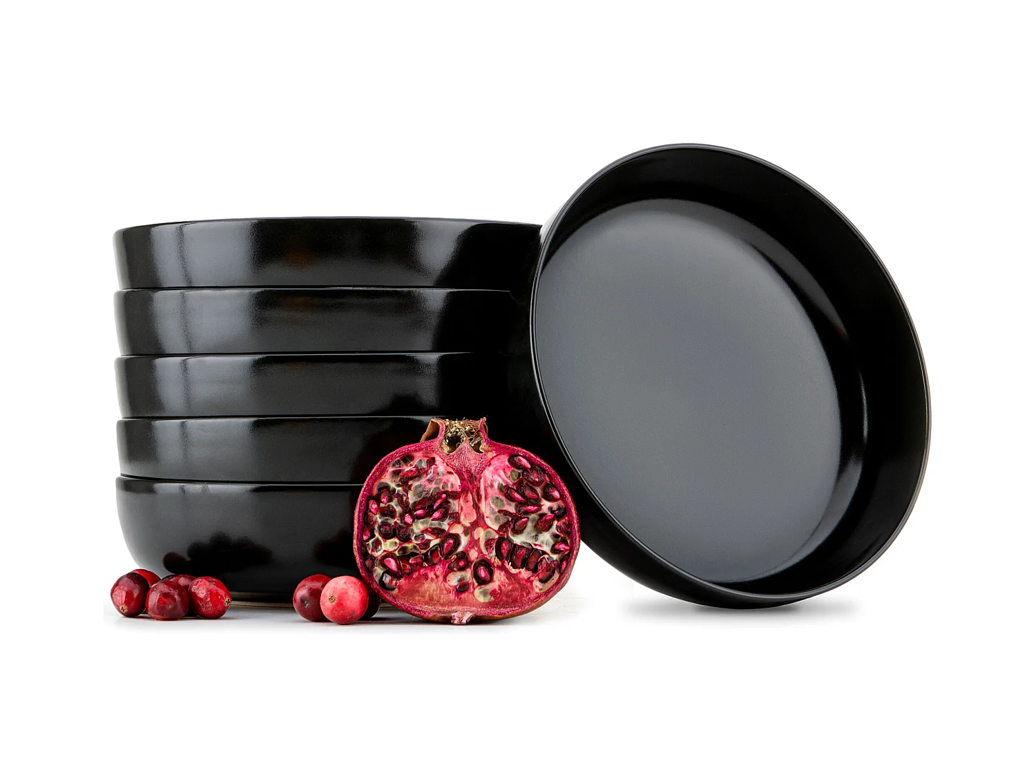 Set de assiettes creuses - 6 personnes 6 pièces - Noir - VICTO