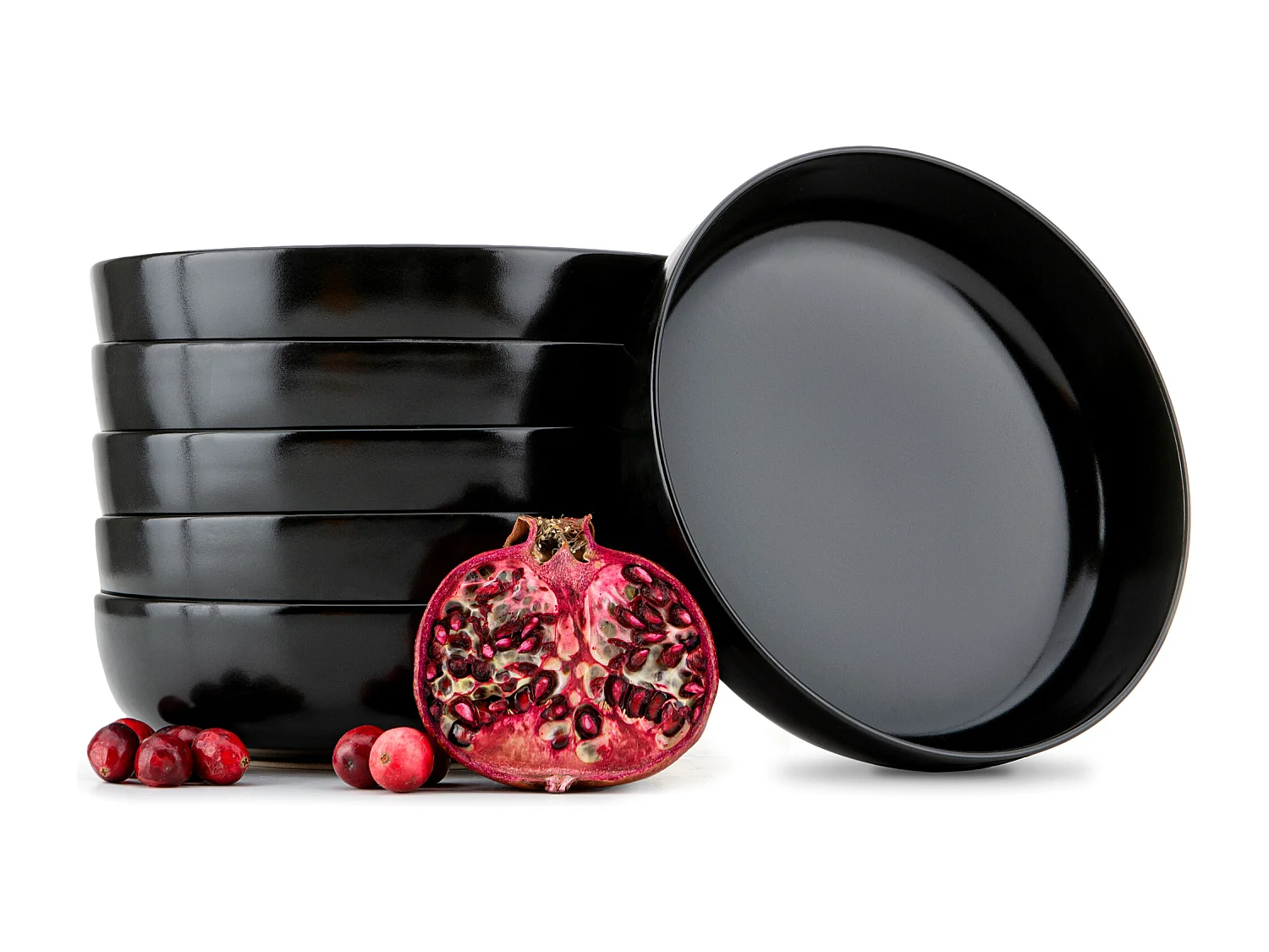 Set de assiettes creuses - 6 personnes 6 pièces - Noir - VICTO