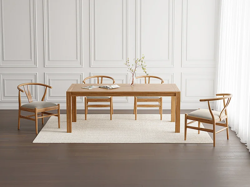 Conjunto mesa AMILA + 4 cadeiras POGIANA cor natural e bege