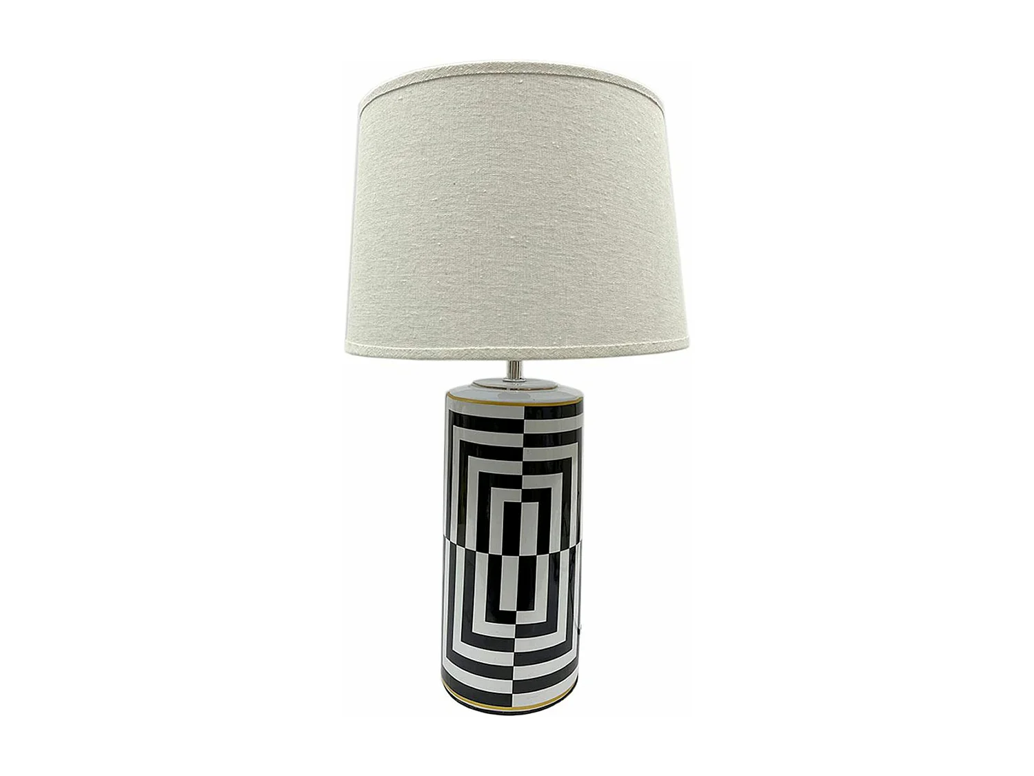 Lampe à poser, lampadaire droit en lin coloris blanc et pied en céramique -  diamètre 28 x hauteur 50 cm