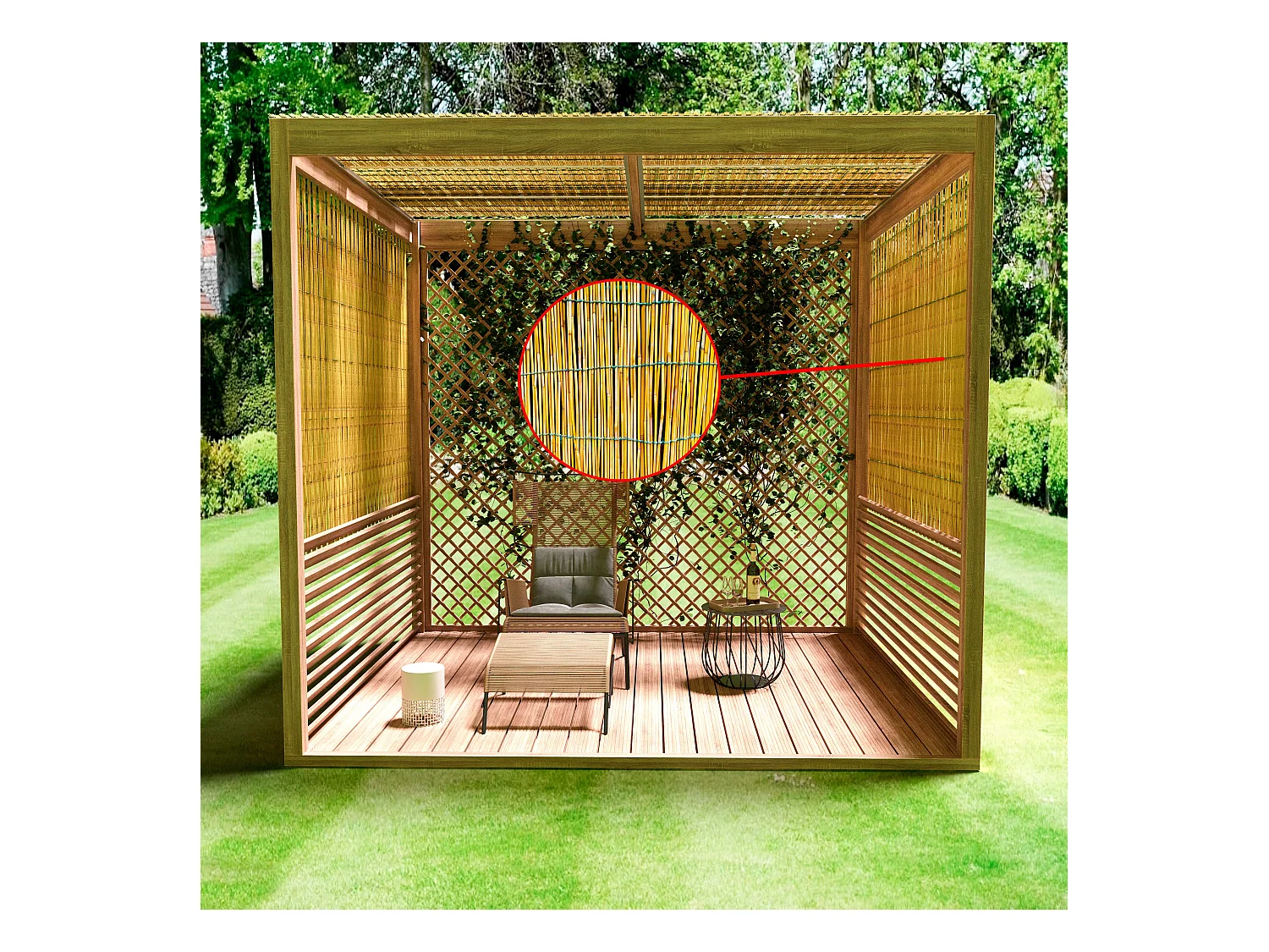 Arella In Canna Cannette In Bamboo Pelato Bambù Naturale Da 5 mm Recinzione Giardino Ringhiera Balcone Terrazza Piscina Stuoia Ombreggiante Frangivista 1 x 3 M