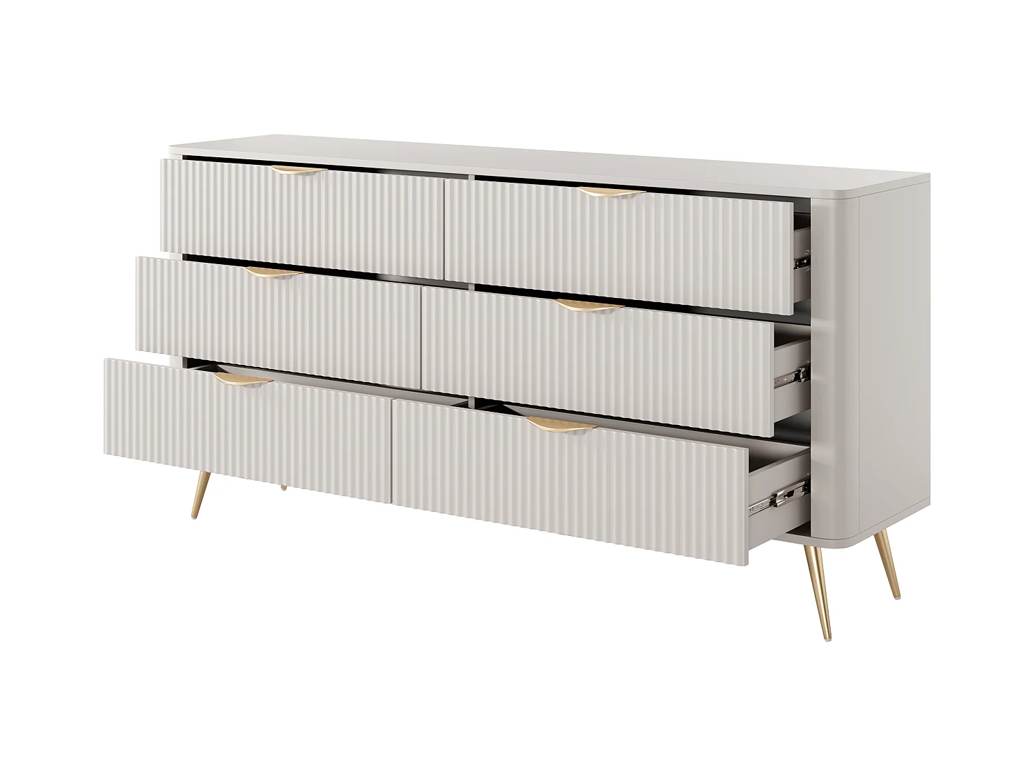 AX LIVING Kommode beige mit Schubladen Vespasia 163 6S - 163,2cm breit