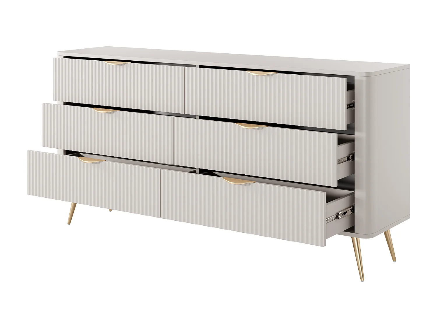 AX LIVING Kommode beige mit Schubladen Vespasia 163 6S - 163,2cm breit