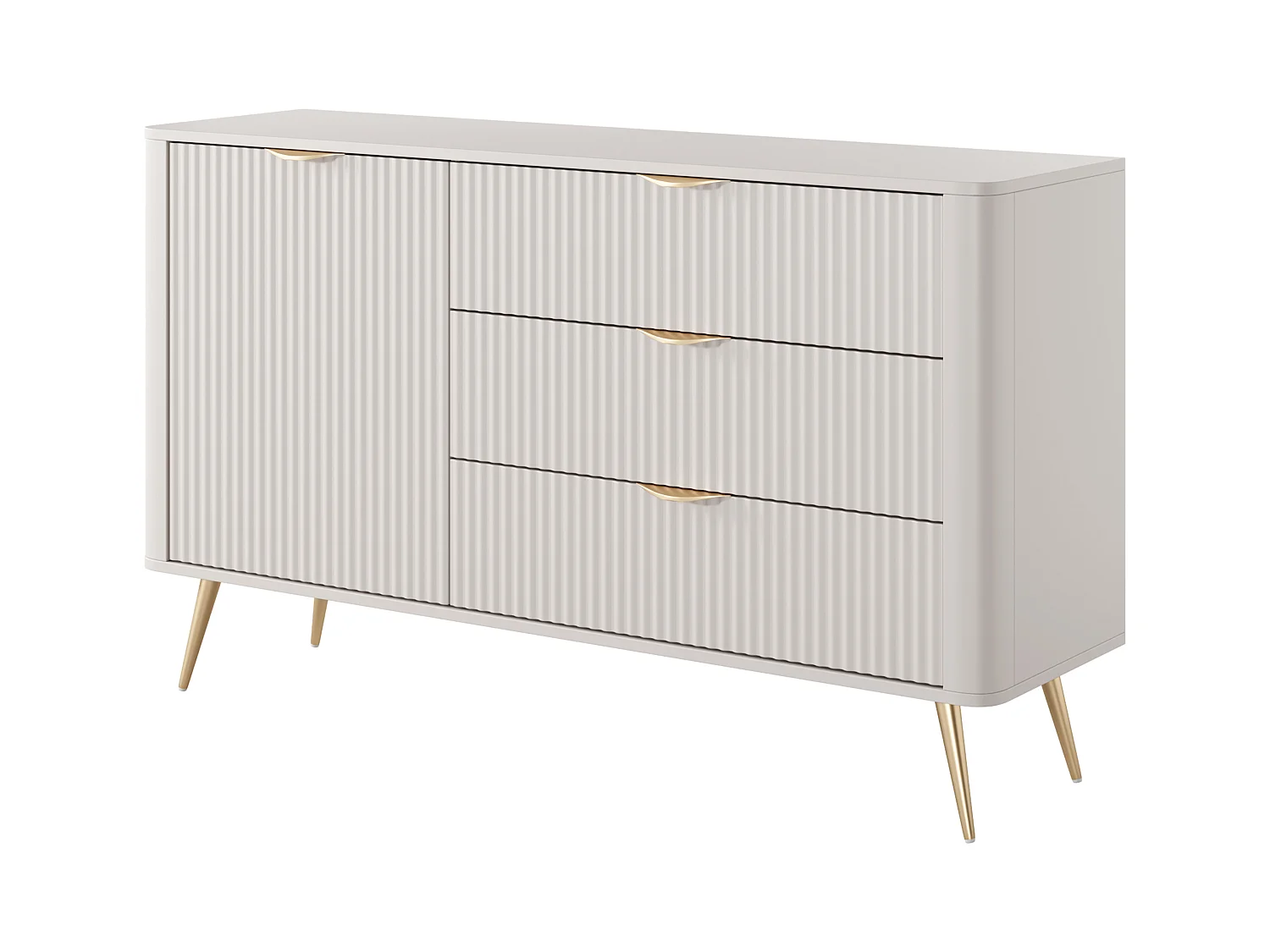 AX LIVING Modern Schubladen Sideboard Vespasia 138 D3S – 138,2cm Beige