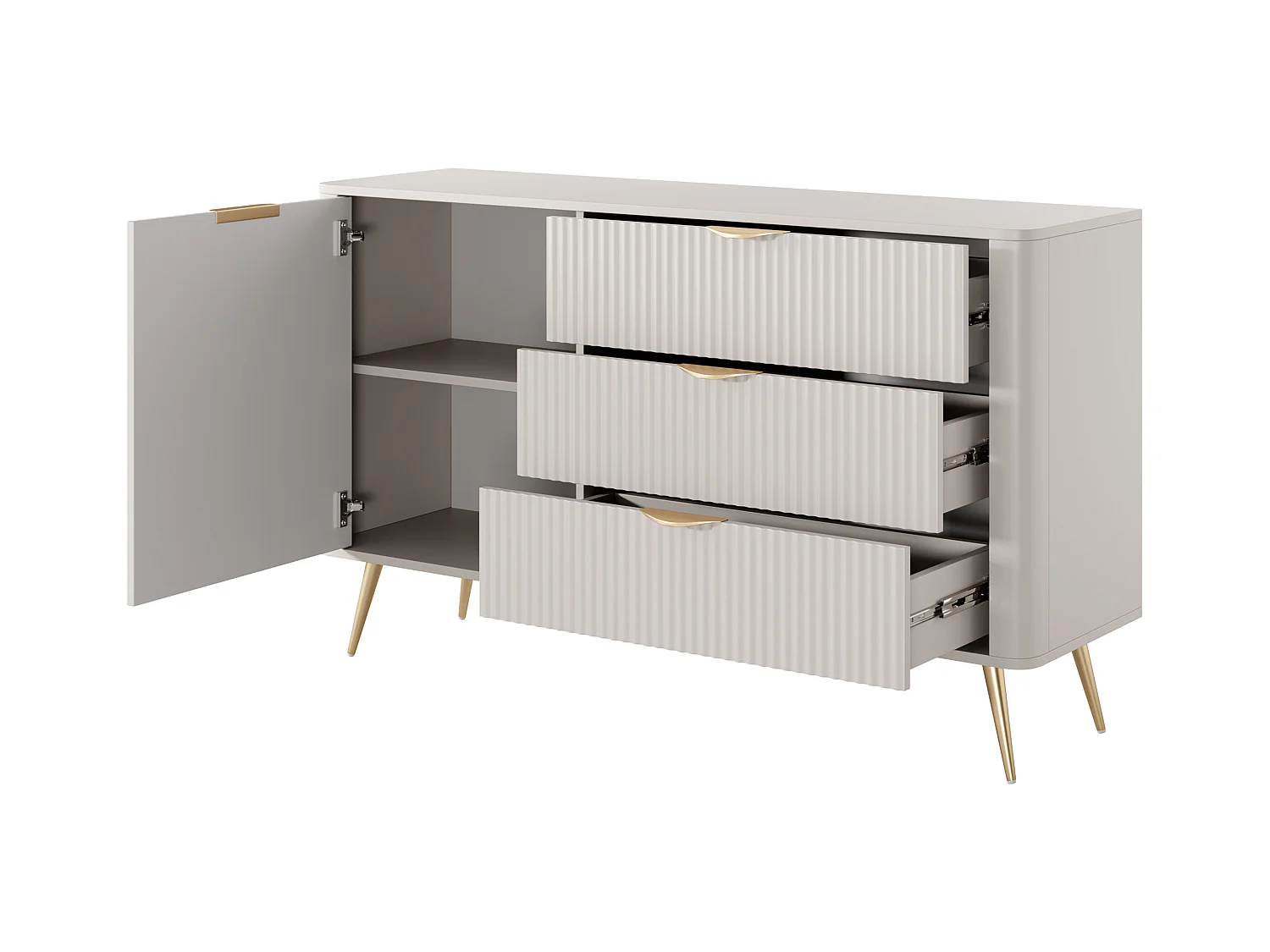AX LIVING Modern Schubladen Sideboard Vespasia 138 D3S – 138,2cm Beige