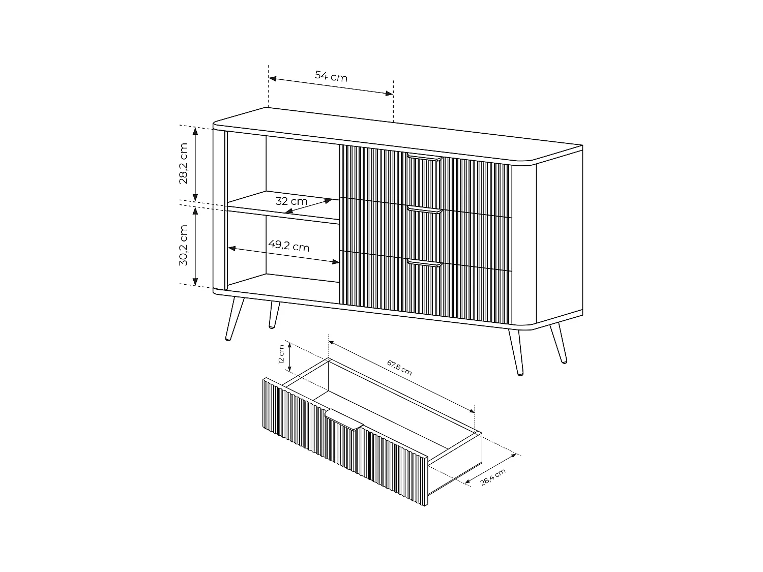AX LIVING Modern Schubladen Sideboard Vespasia 138 D3S – 138,2cm Beige