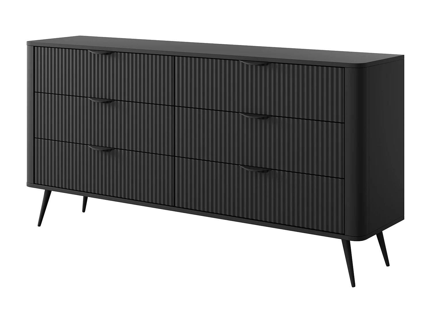AX LIVING Zwarte ladekast met laden Vespasia 163 6S – 163,2 cm breed