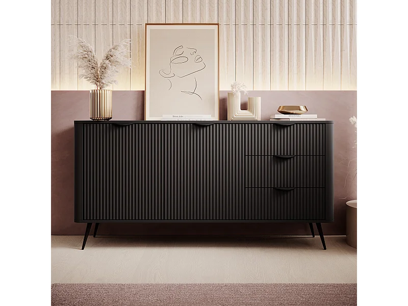 AX LIVING Schwarz Kommode Vespasia 163 2D3S – 163,2 cm modern