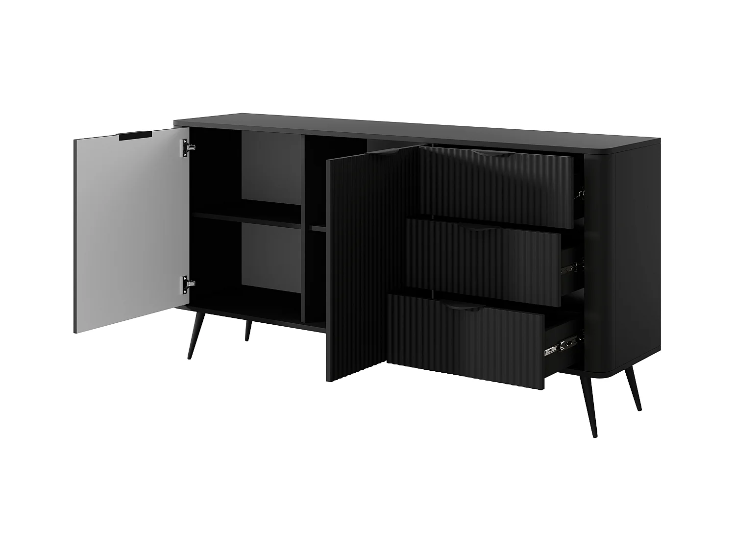 AX LIVING Schwarz Kommode Vespasia 163 2D3S – 163,2 cm modern