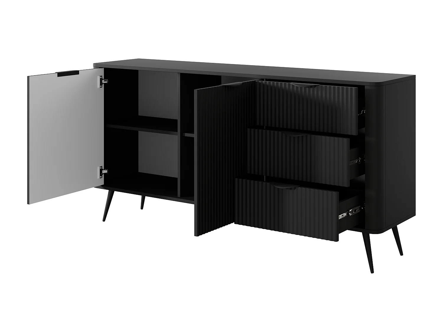 AX LIVING Grande commode noire XXL avec tiroirs Vespasia 163,2 cm